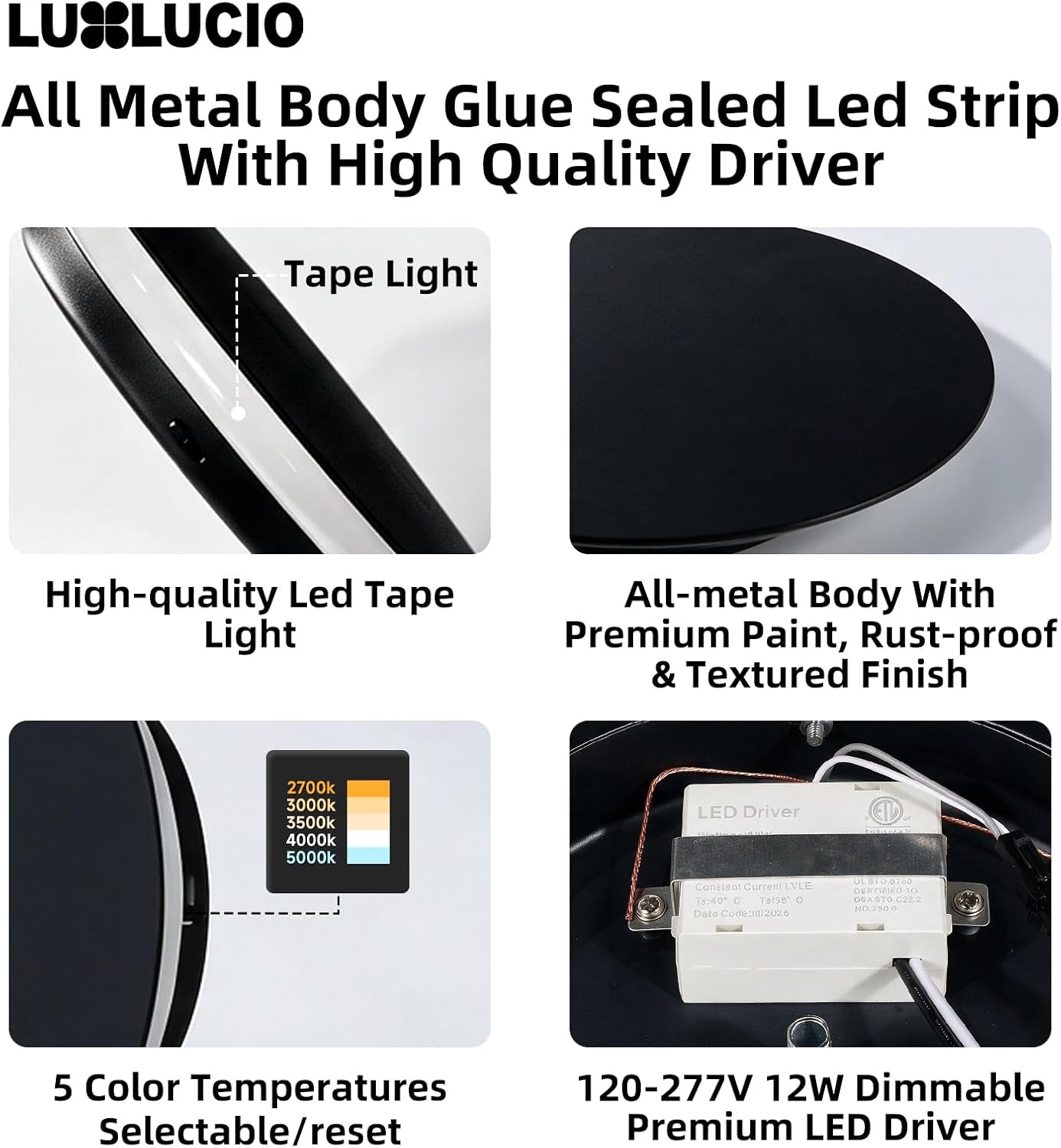 Hardwired 6.7" Round Backlit Black Indoor LED Wall Sconce, 2 Pack image 4
