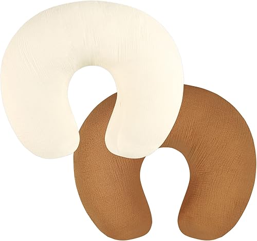 GFU Paquete de 2 fundas de almohada de muselina para lactancia, funda de almohada suave para madres que amamantan, funda extraíble para bebé niña y