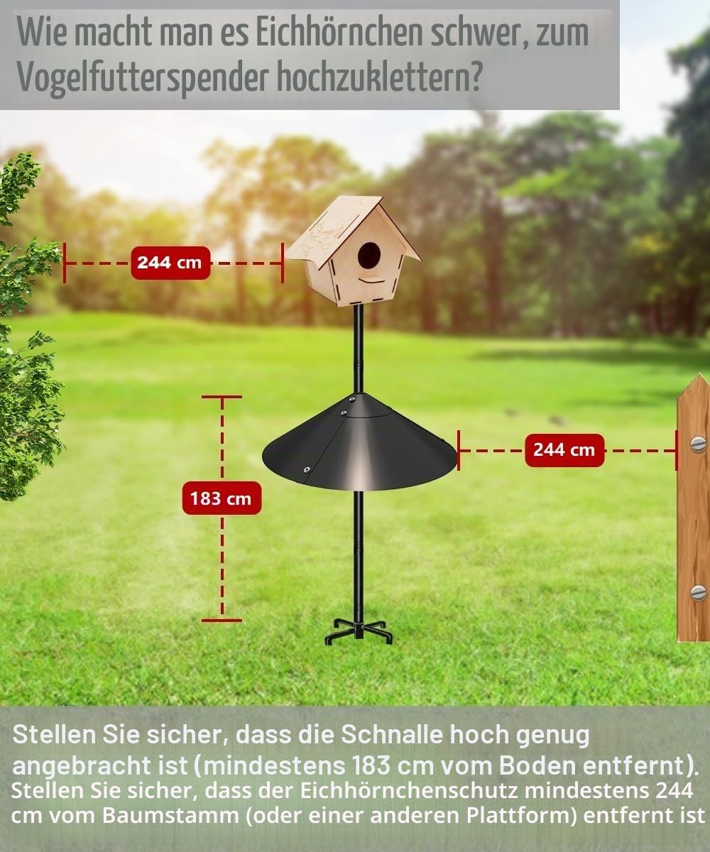 Garbuildman Eichhörnchenkuppel aus verzinktem Stahl für Vogelfutterstangen, externer Vogelkastenschutz für Schäferhaken, 482 mm Durchmesser, Einzeleinheit