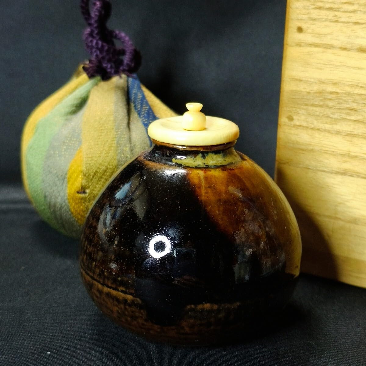 Amazon.co.jp: 茶道具 古瀬戸 茄子 茶入 せこ在銘 貴重天然牙蓋