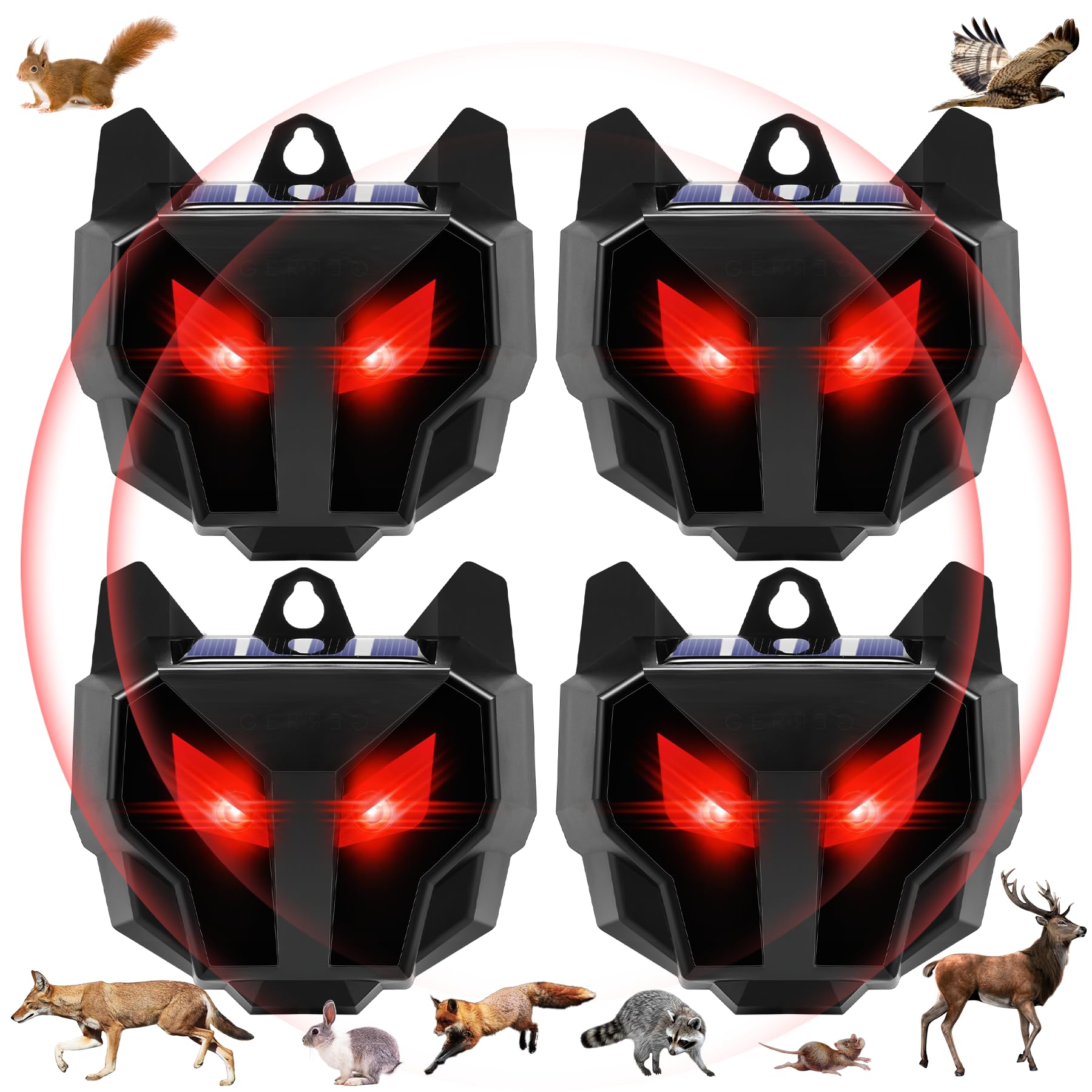 4 Pack Solar Coyote Deterrent for Yard Farm,Racoon Repellent Outdoor Deer Repellent Devices Predator Eyes Animal Deterrent Predator Lights for Chicken Coop Predator Protection