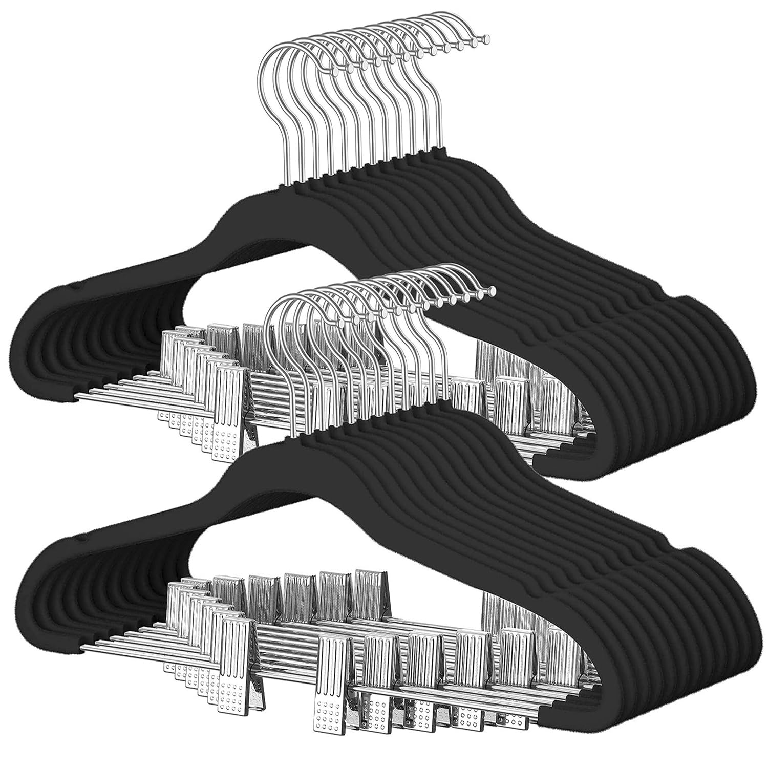 20-Pack Velvet Hangers with Clips Pants Hangers with Clips Velvet Skirt Hangers Heavy-Duty, Non-Slip Space-Saving 360 ° Swivel Hooks Clothes Hangers for Skirts Pant Jeans