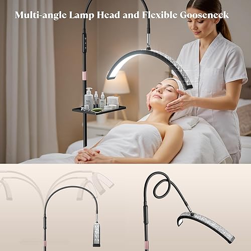 Miniatura 12 de Luz de pestañas, luz de media luna con diamantes brillantes de 23 pulgadas para extensiones de pestañas, arte de uñas, arte de tatuajes y cuidado