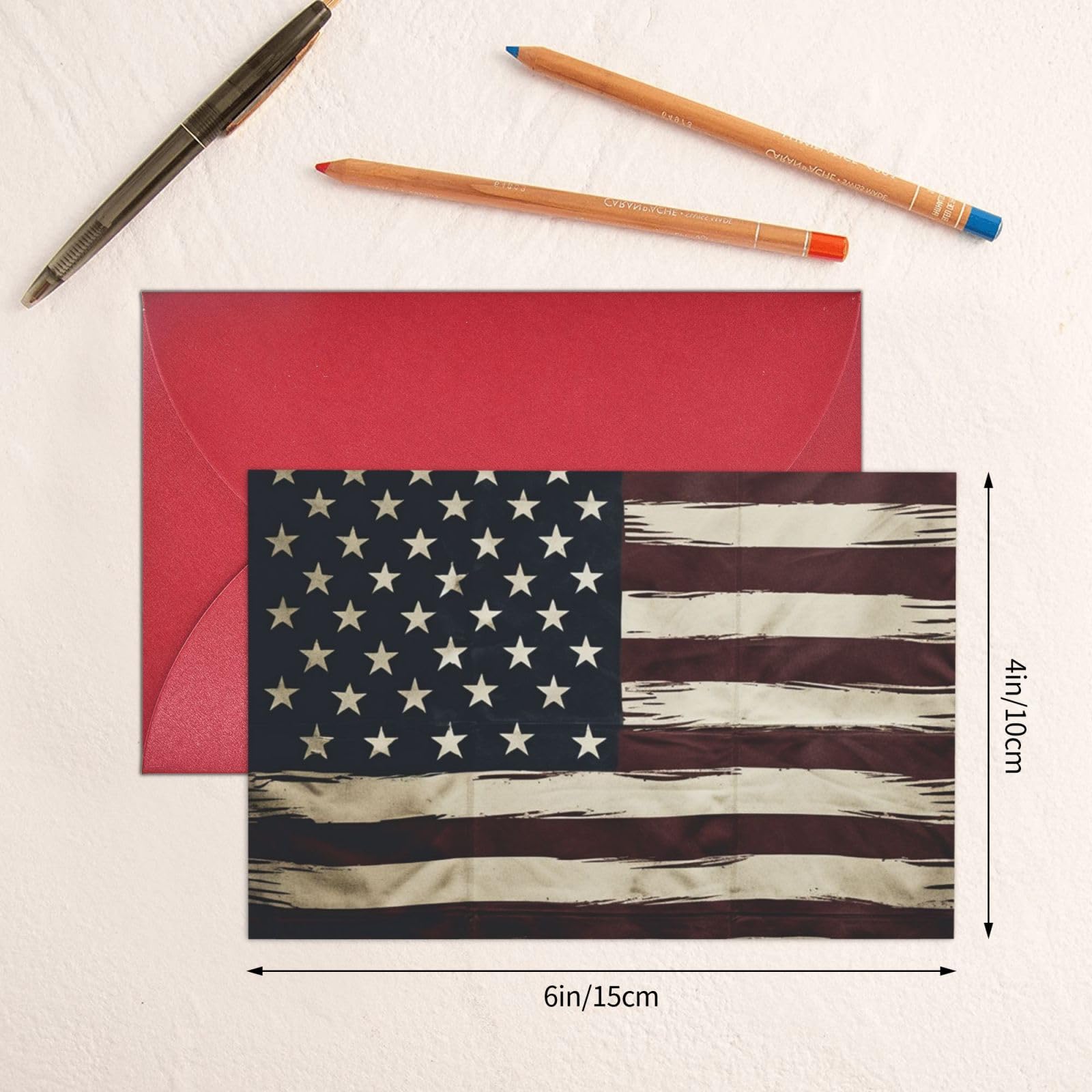 12 Patriotische Dankeskarten USA – Mit Umschlägen, 14x10,8 Cm, Innen Blanko