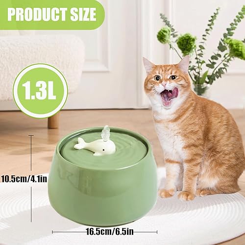 Miniatura 3 de Fuente de agua de cerámica para gatos, dispensador de agua de porcelana para gatos de 45 onzas1.3 L, fuente de agua automática para mascotas con