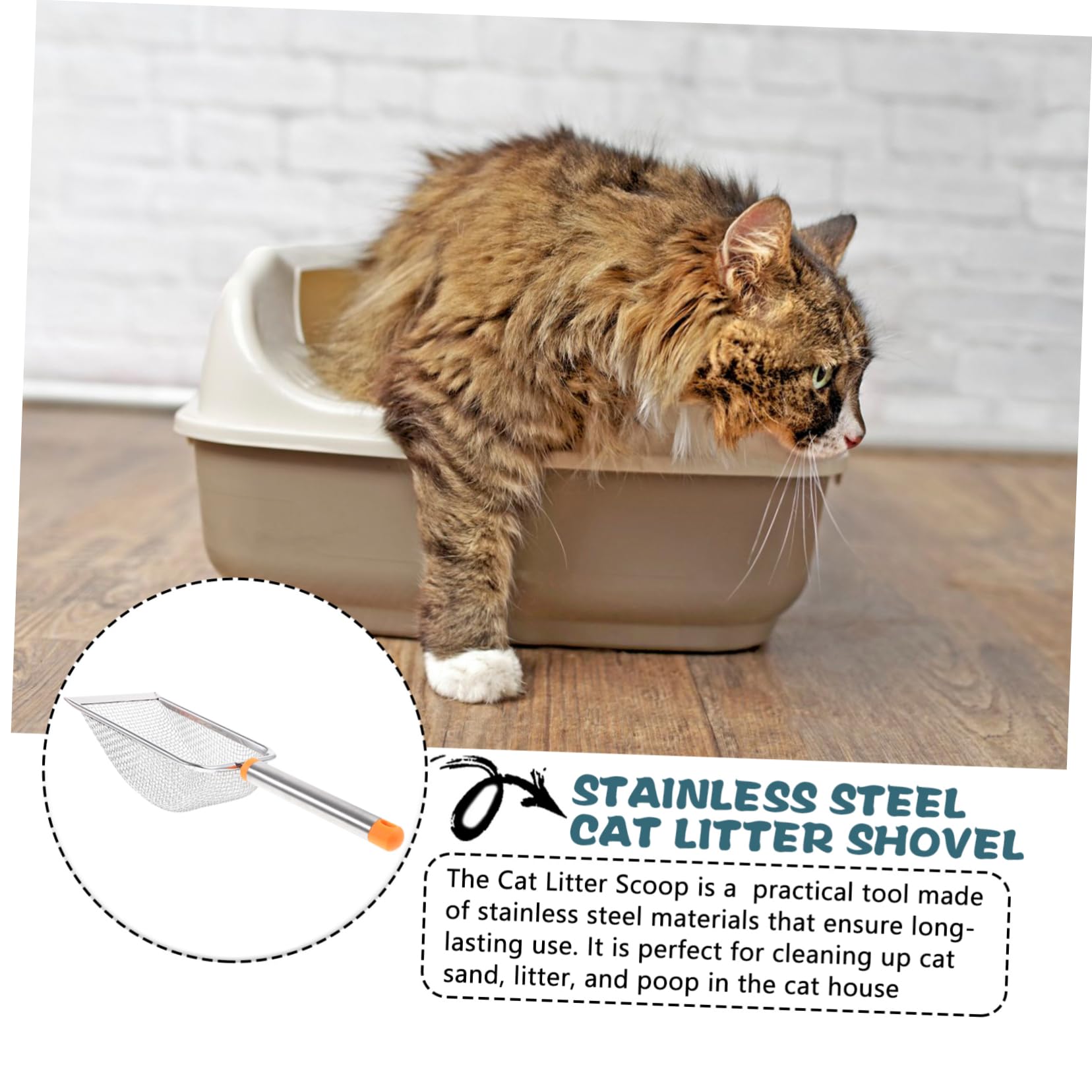 SUPVOX 5pezzi Cat Litter Scoop Acciaio Inossidabile Paletta per Lettiera con Manico Ergonomico e Maglie per Pulizia Efficiente di Feci di Gatto e Rettili Colore Arancione