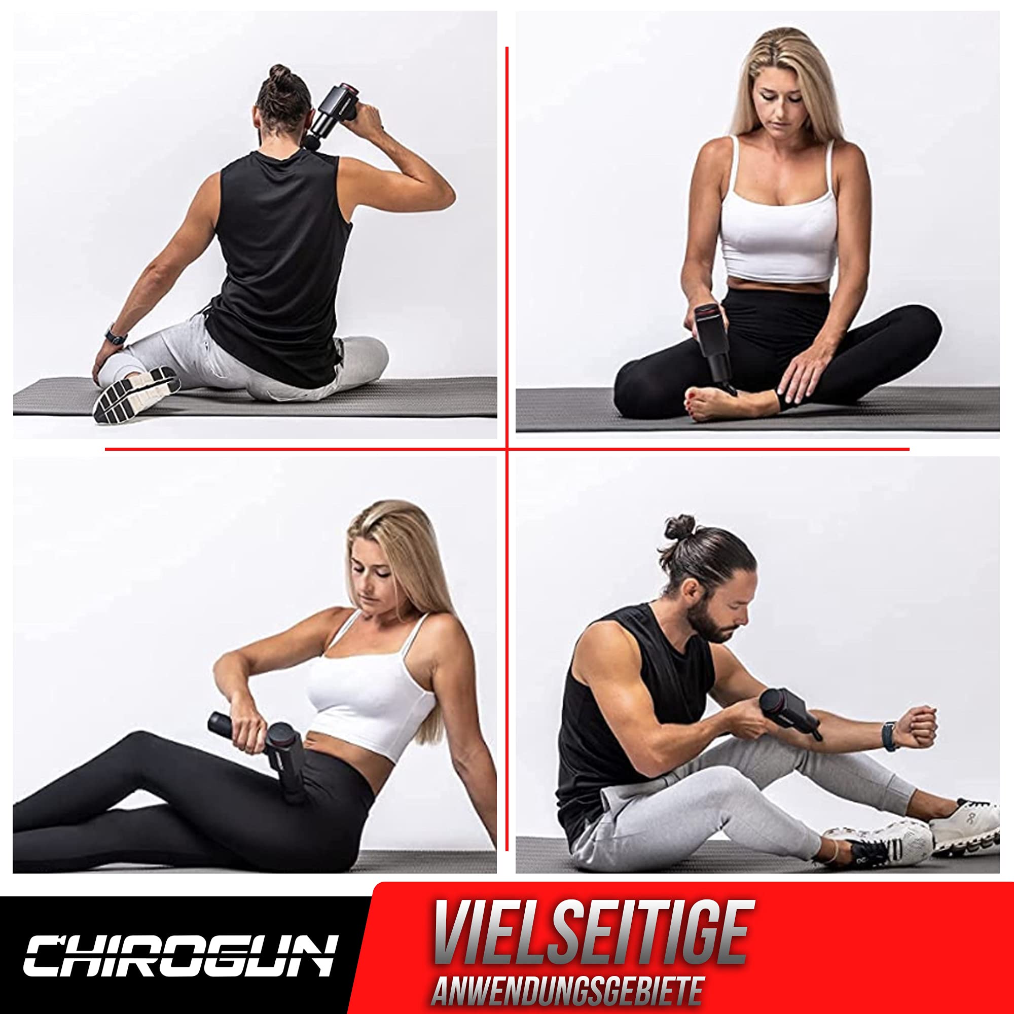 ONE Massagepistole - Elektrische Massage Gun mit 7 Aufsätzen, Premium Massage Pistole aus Edelstahl mit 6 optimalen Intensitätsstufen, Massagegerät Rücken Nacken Schulter Füße mit 7h Akku