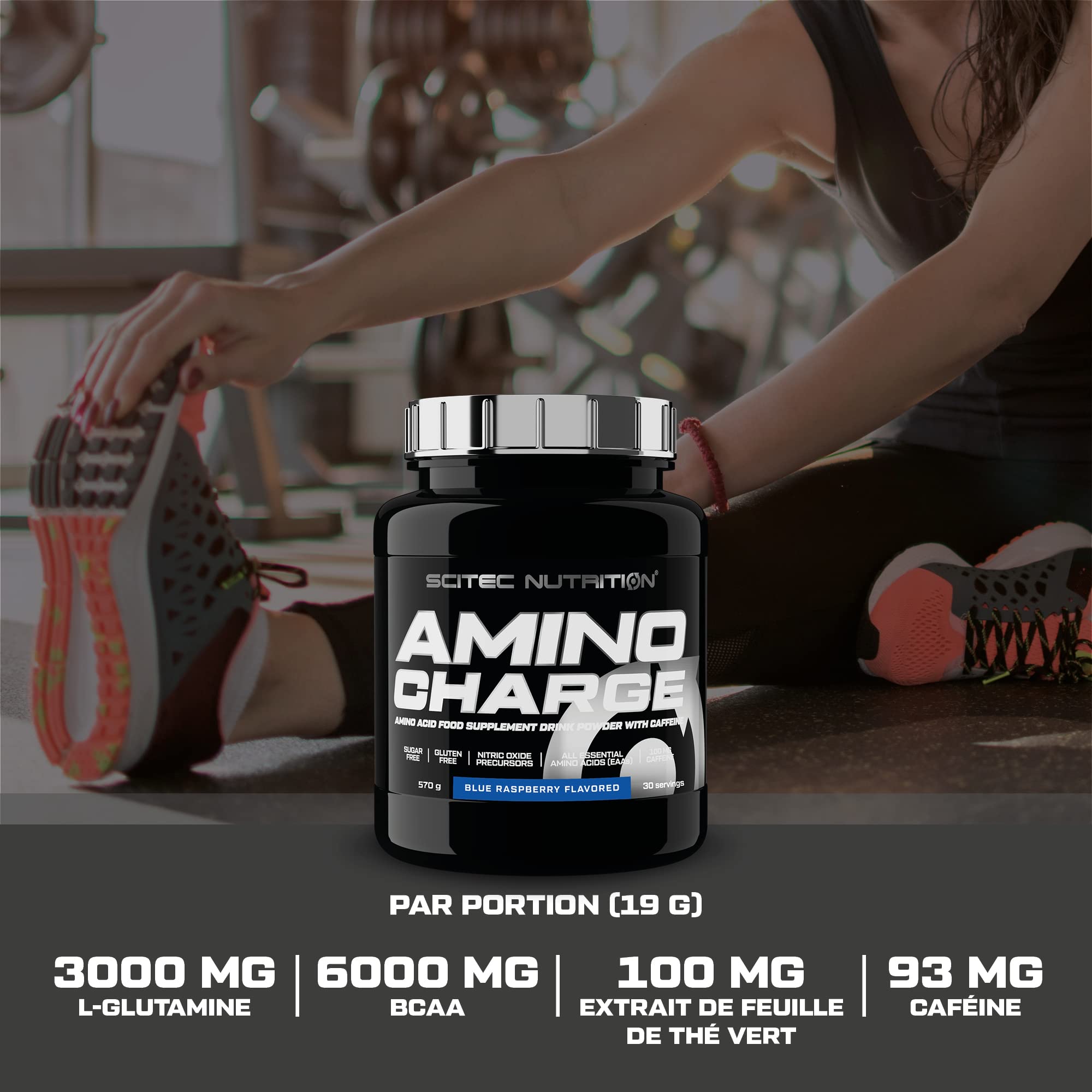 Scitec Nutrition Amino Charge - avec 6g de BCAAs - 100mg de caféine - Sans sucre, sans gluten - Boost Performance and Recovery, 570 g, Abricot