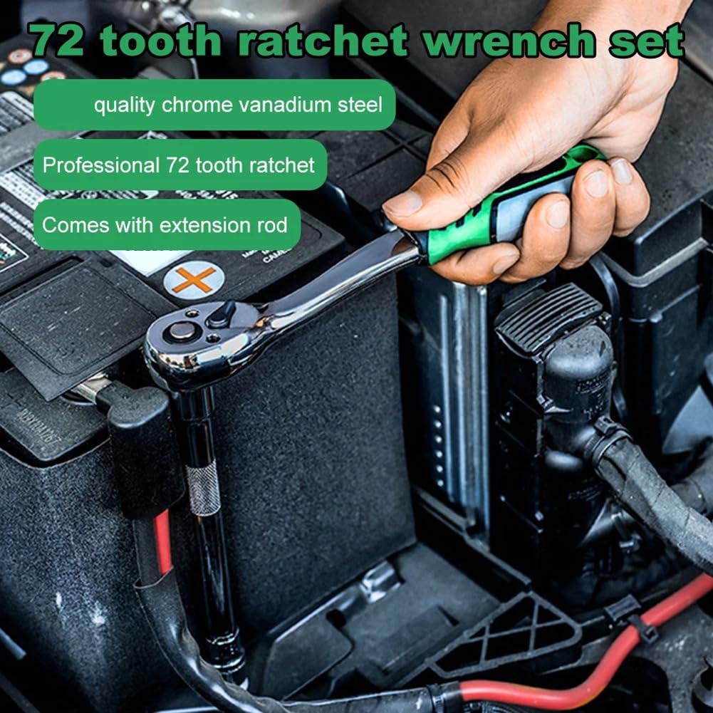 Zestaw kluczy nasadowych, narzędzia ręczne z grzechotką do naprawy samochodu, klucz 1 cm, trwały zestaw narzędzi mechanika samochodowego, niezbędna mechanika