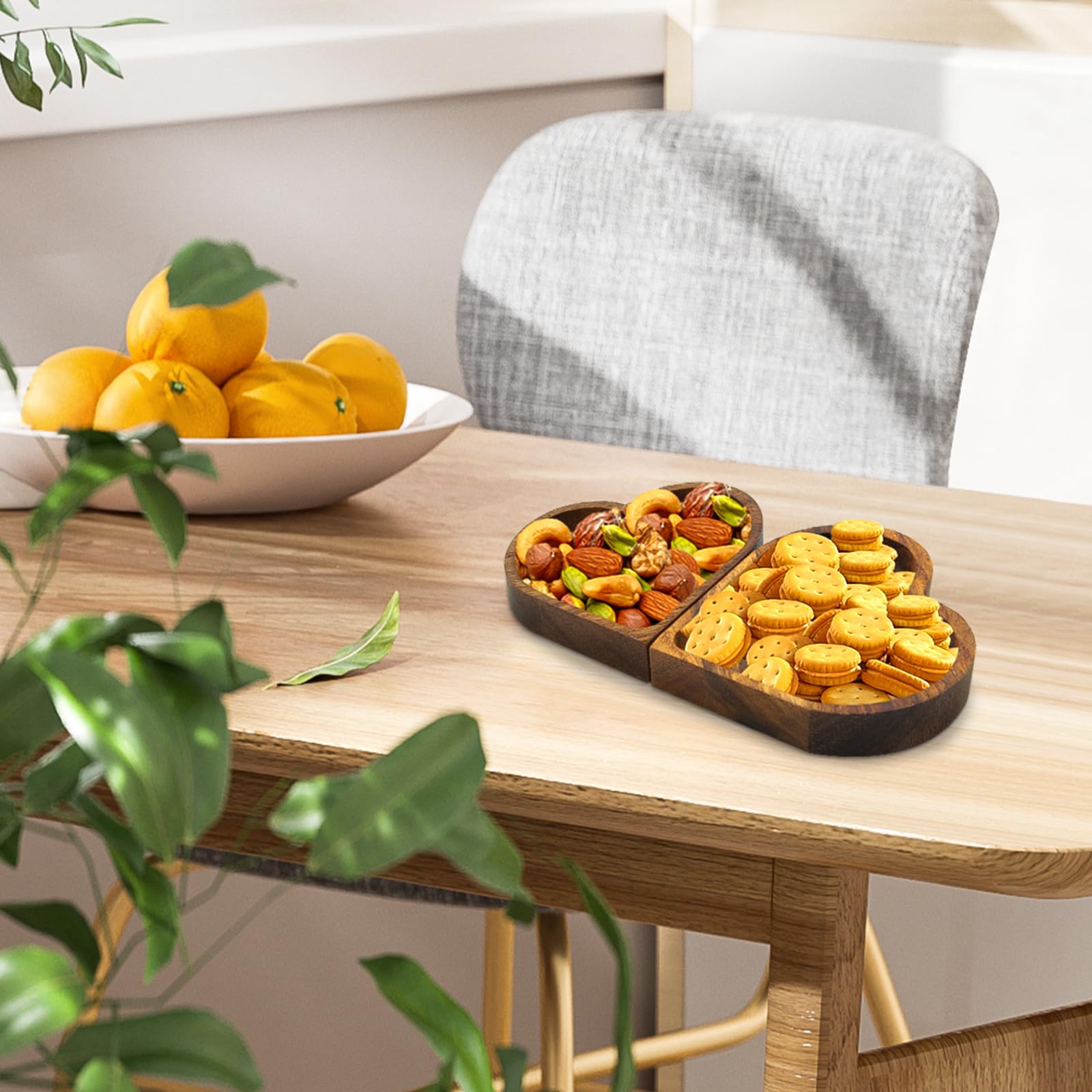 Set di vassoi in legno a forma di cuore - Ciotola per frutta