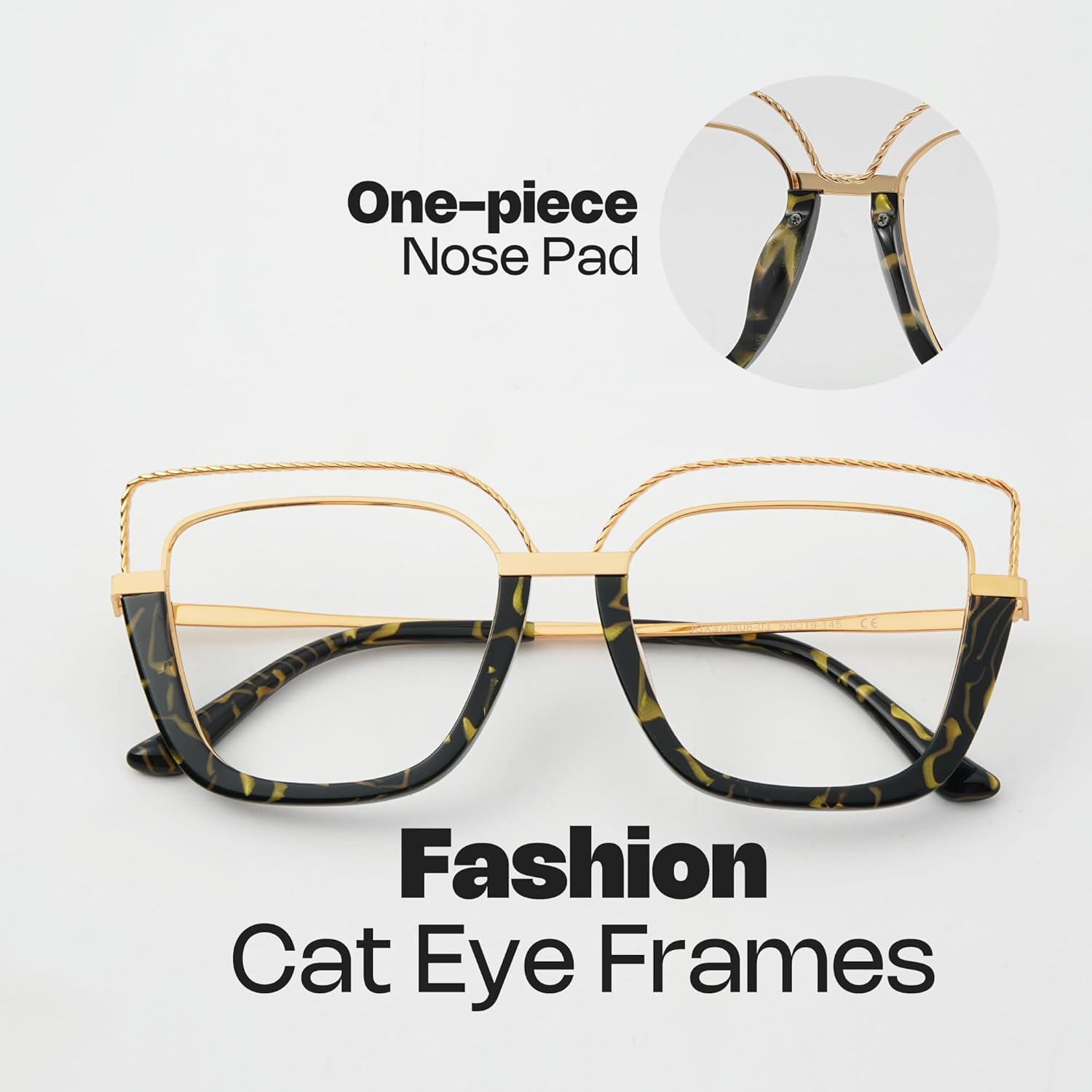 Zeelool Stylish Oversize Cat Eye Glasses Frame for Women with Non-prescription Clear Ornella ZJGX370408