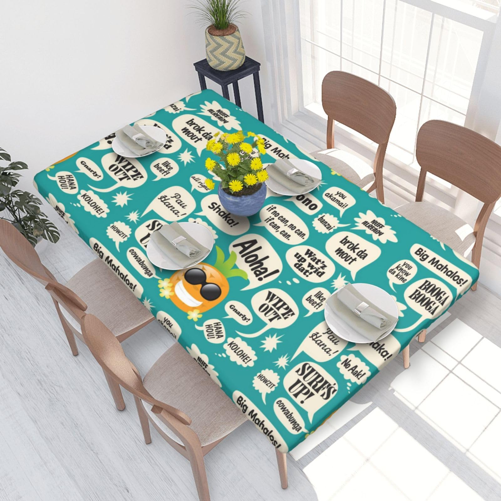 WKSGDSG Fitted Tablecloth For Dining Room 4ft, Elastic Edged Table Cover