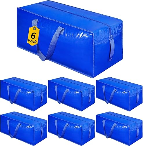 Paquete de 8 bolsas de mudanza extra grandes, bolsas de almacenamiento resistentes con asa fuerte y cremalleras, bolsa de almacenamiento para