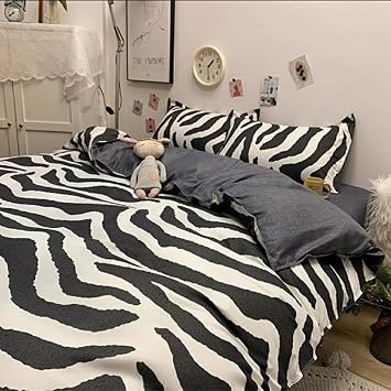 Bedding Duvet Cover Set Queen Size, Soft Breathable Floral Bedding Comforter Cover Set, with Zipper Closure Farmhouse Dorm Bedding Set for All Seasons, Inches 2 Pillow Cases,Black 1,Full
