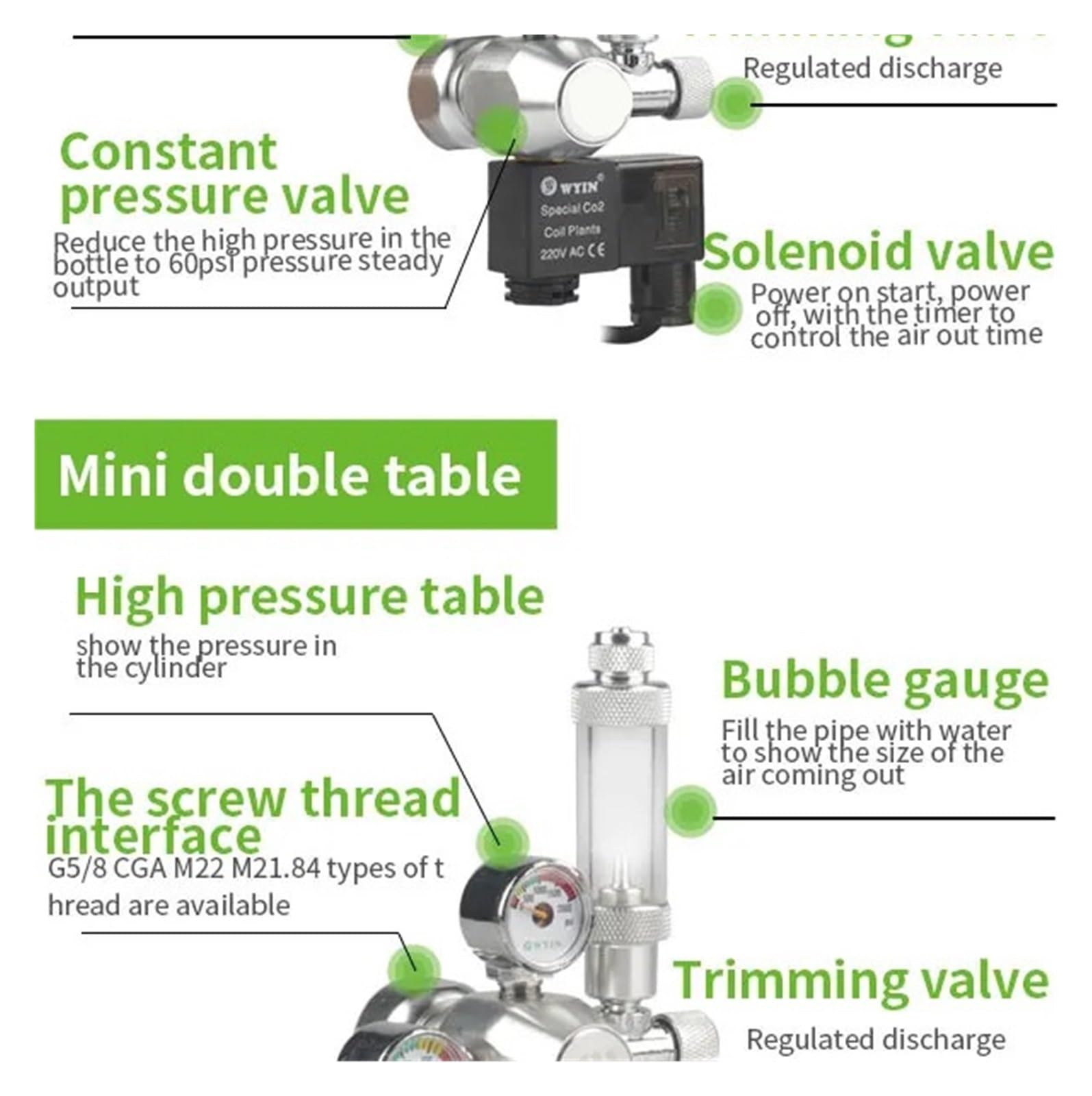 Mini-CO2-Regler Für Aquarien – Mit Blasenzähler & Rückschlagventil, Aus Aluminium – Perfekt Für Nano- Und Kleinaquarien