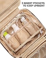Vista 4 de LOVEVOOK Neceser de viaje para mujer, bolsa de maquillaje colgante impermeable con compartimento para joyas, bolsa de cosméticos portátil con correa