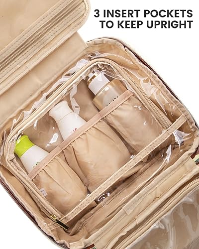 Miniatura 4 de LOVEVOOK Neceser de viaje para mujer, bolsa de maquillaje colgante impermeable con compartimento para joyas, bolsa de cosméticos portátil con correa