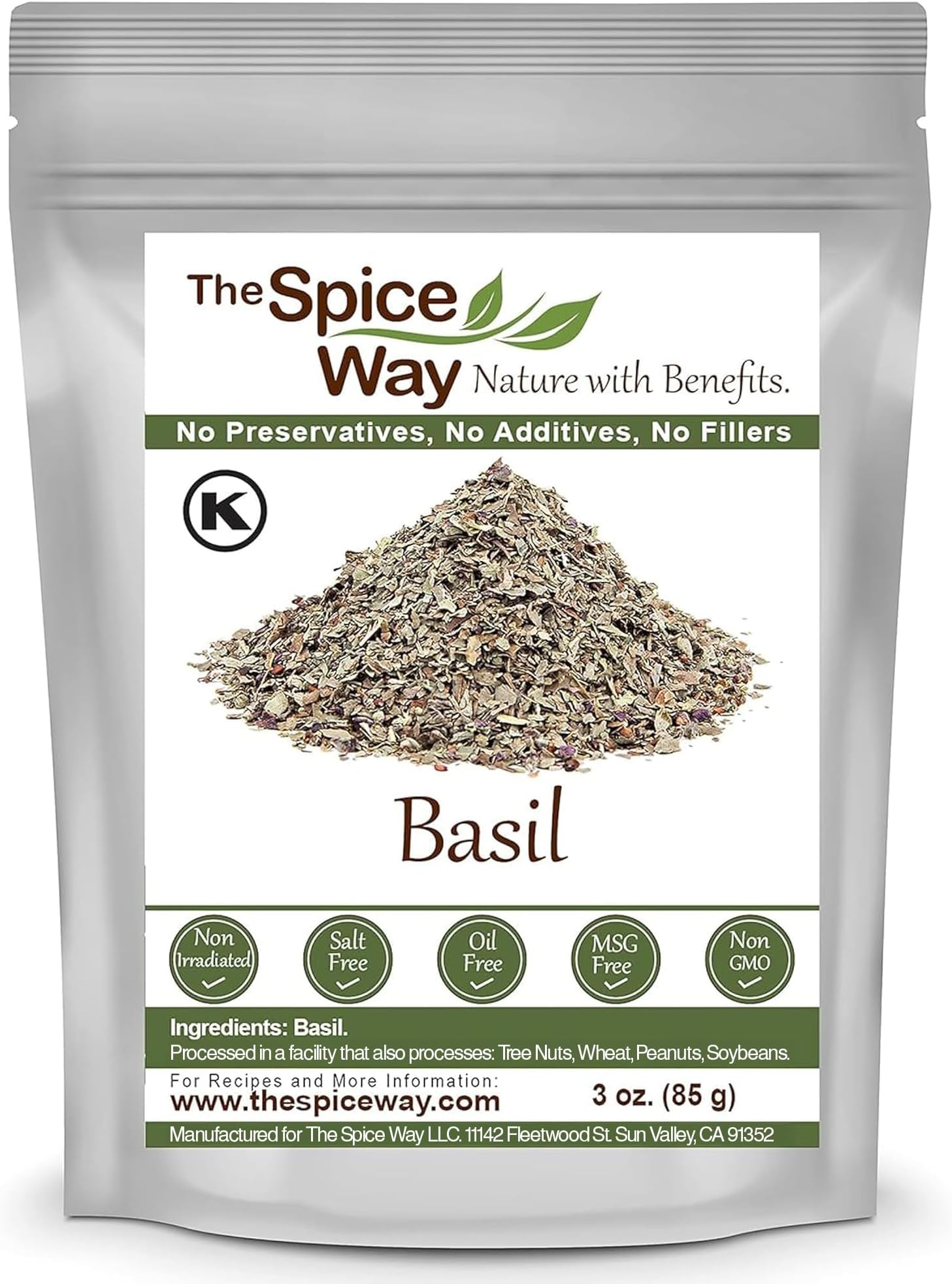 The Spice Way Basil Leaves - (3 oz) pure dried basil seasoning leaves