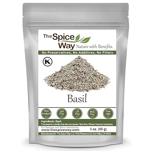 The Spice Way Hojas de albahaca - (3 oz) de hojas de condimento de albahaca secas puras