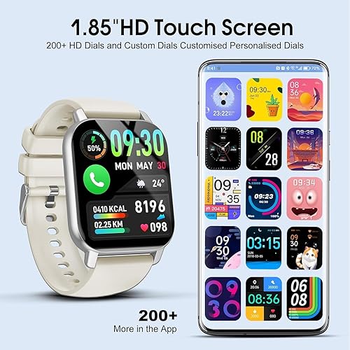 Vista 5 de Reloj inteligente para hombres y mujeres con recordatorio Bluetooth de llamadas/mensajes, reloj inteligente de pantalla de 1.85 pulgadas, reloj