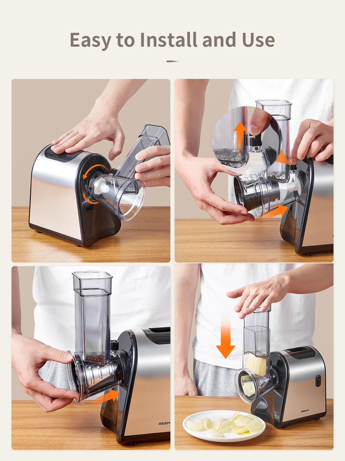 Grattugia elettrica per formaggio, con 6 lame intercambiabili, affettare, triturare e grattugiare, lame in acciaio inox, preparazione rapida e senza sforzo per cucinare a casa