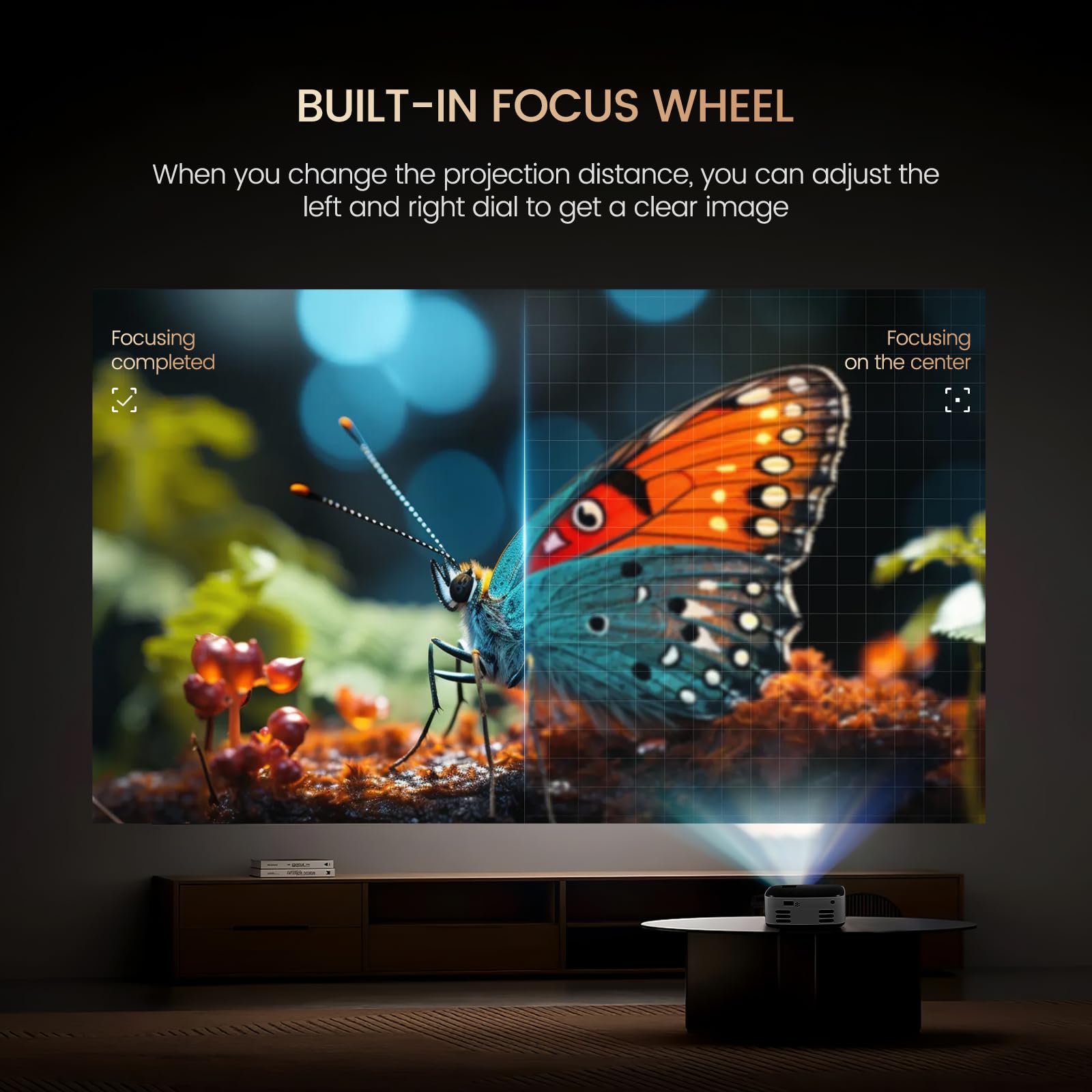 Beamer Native 1080P Full HD Projektor Offizielles mit Sprachsteuerung Tragbarer Mini Beamer Riesenbildprojektion Drahtlose Bildschirmspiegelung für Smartphone Tablet