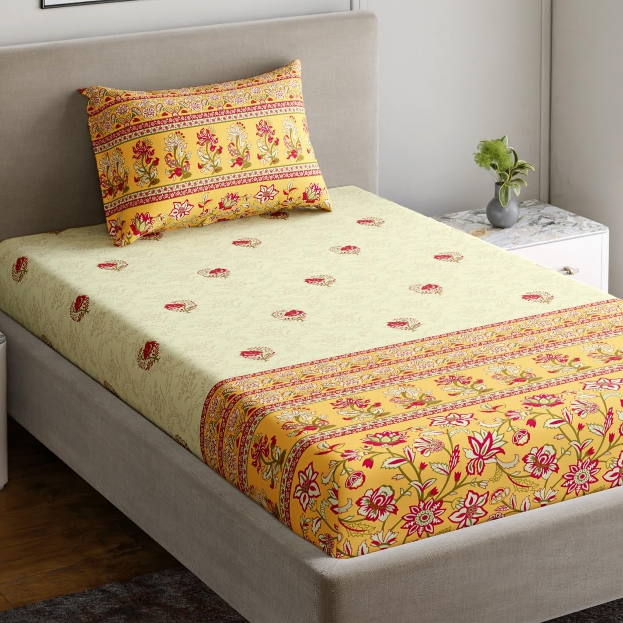 Home Ecstasy 100% Cotton Single Bedsheet Set -12