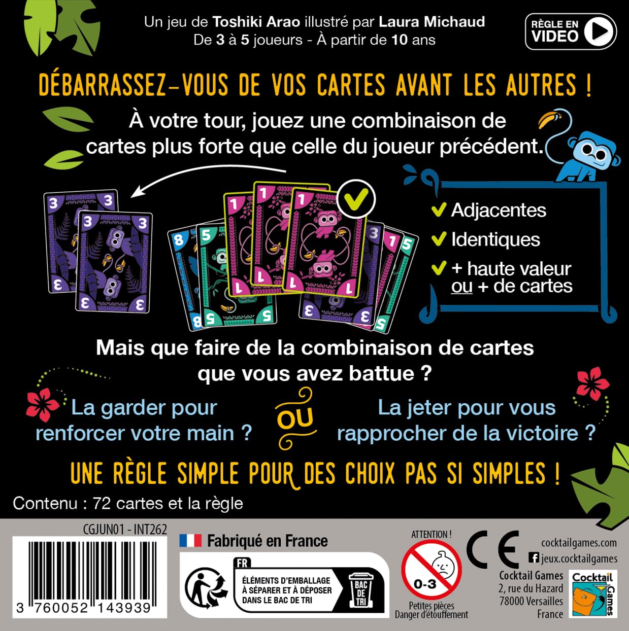Asmodee JUNGO Jeu de Société Enfants 10 Ans Cartes Rapide Tactique 3-5 Joueurs 15 Min Français