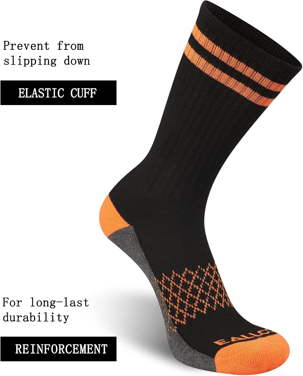 eallco Womens Crew Socks Athletic Calf Work Socks Running Long Cushioned Sole Socks 6 Pairs - Image 4