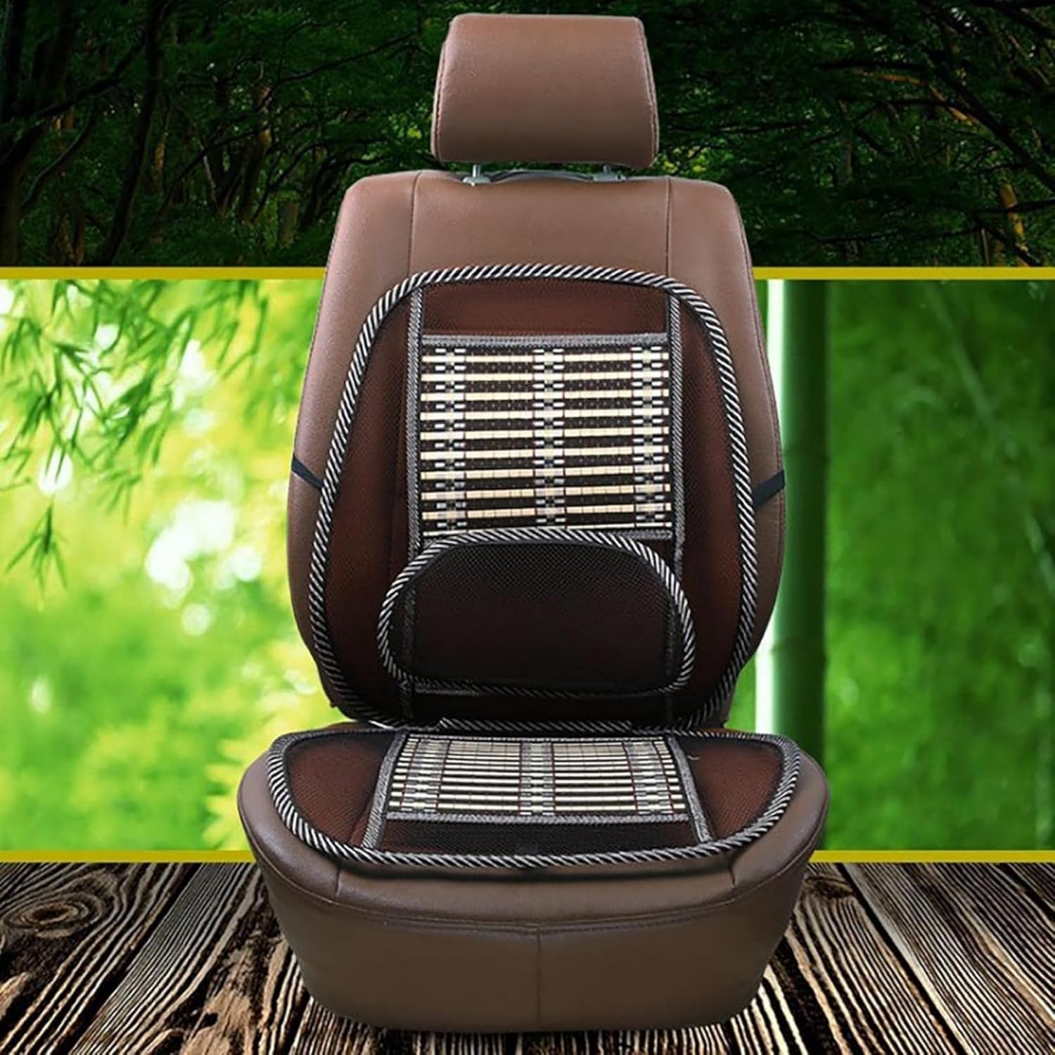 Rtotilwo 涼しい 車シートカバー シートクッション 夏用 通気性 自動車腰靠 籐形デザイン 背もたれ クールシートカバー L字型カバー 前座席用