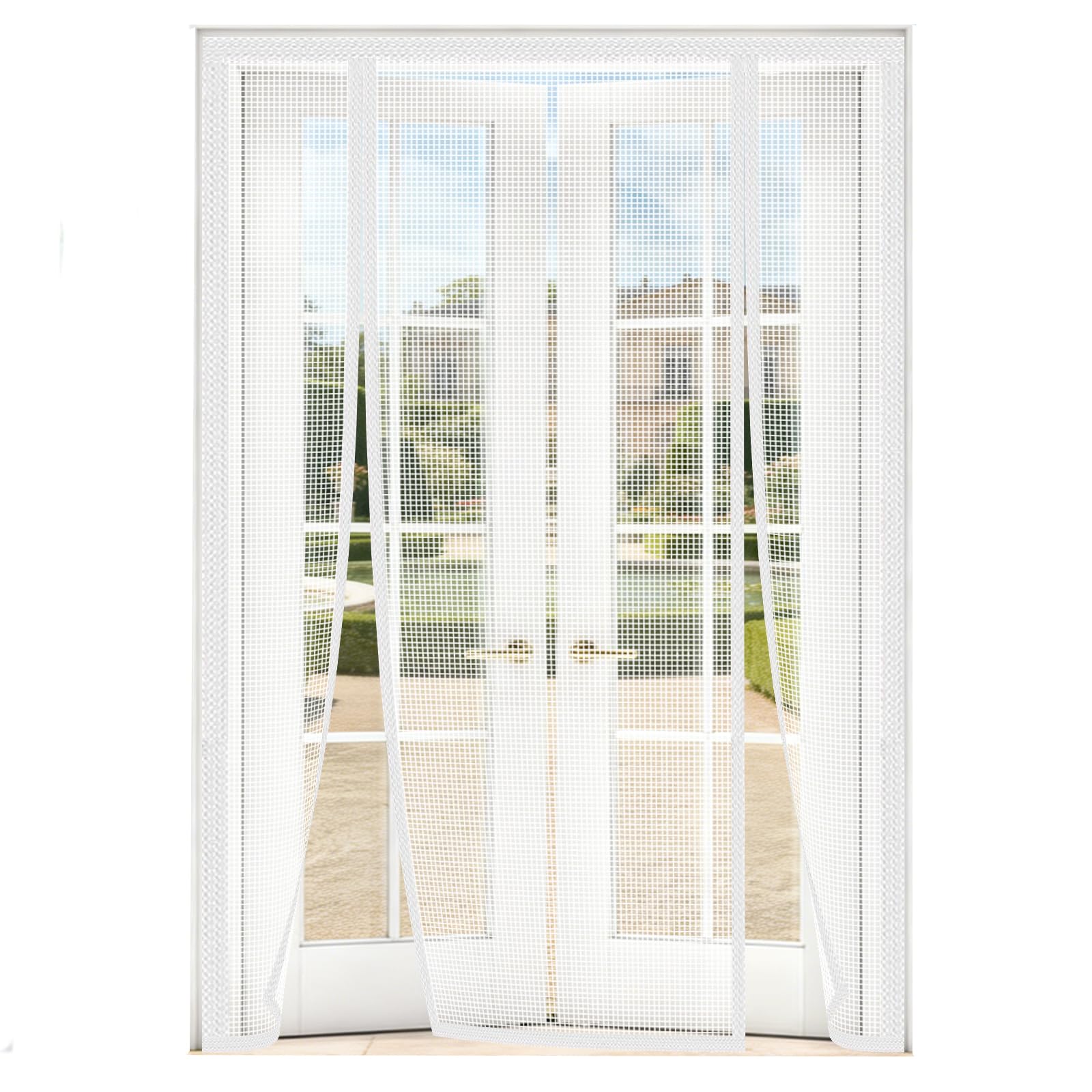 MAGICDOOR Doppelt Öffnendes Fliegengitter Tür Magnet 155x230cm-Weiß