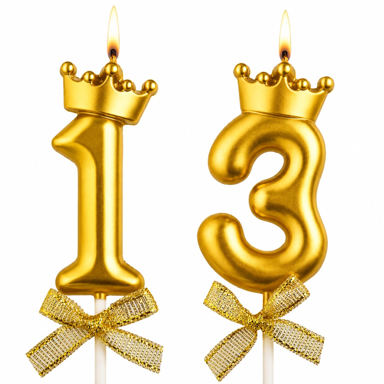 Fun Affairs Number 13 Candles With Crown For 13Th Or 31St Birthday Cake Decoration Wedding, Engagement, Celebration, Theme, Unscented, Wax