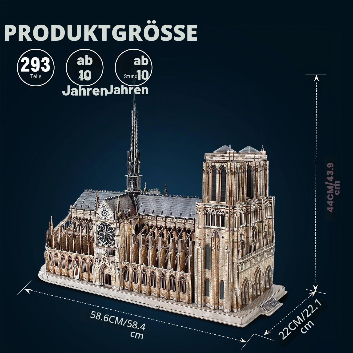 CubicFun 3D Puzzle Frankreich Notre Dame de Paris (Große) Architekturmodellbausätze Gotische Kirche Modellbau Geschenk für Erwachsene, 293 Stück | Große Architekturmodellbausätze, Gotische Kirche Modellbau, Geschenk Erwachsene