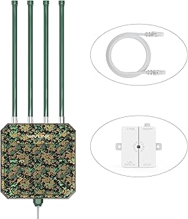 WAVLINK AX3000 - Extensor WiFi 6 para exteriores de largo alcance, punto de acceso inalámbrico WiFi 6 para exteriores, compatible con PoE activo, antenas de alta ganancia de 4 x 8 dBi, IP67, hasta 128