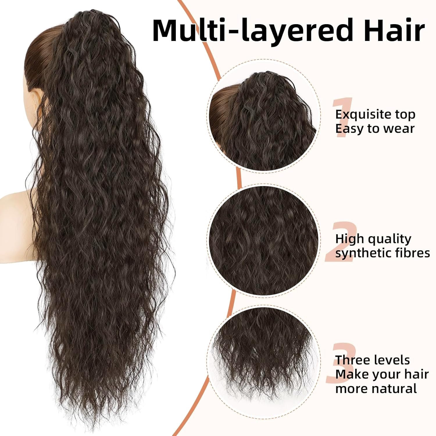 PORSMEER Claw Ponytail Hair Extension 30 inches - Image 3