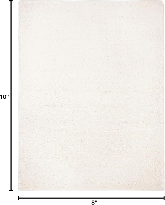 SAFAVIEH Area Rug 8x10 - Fontana Shag Collection - Large - Ivory, Solid Pattern, Non-Shedding & Easy Cleaning, Ultra Plush Thick Pile, Ideal for Living Room, Bedroom, Dining Space (FNT800A)