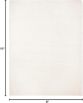 SAFAVIEH Area Rug 8x10 - Fontana Shag Collection - Large - Ivory, Solid Pattern, Non-Shedding & Easy Cleaning, Ultra Plush Thick Pile, Ideal for Living Room, Bedroom, Dining Space (FNT800A)