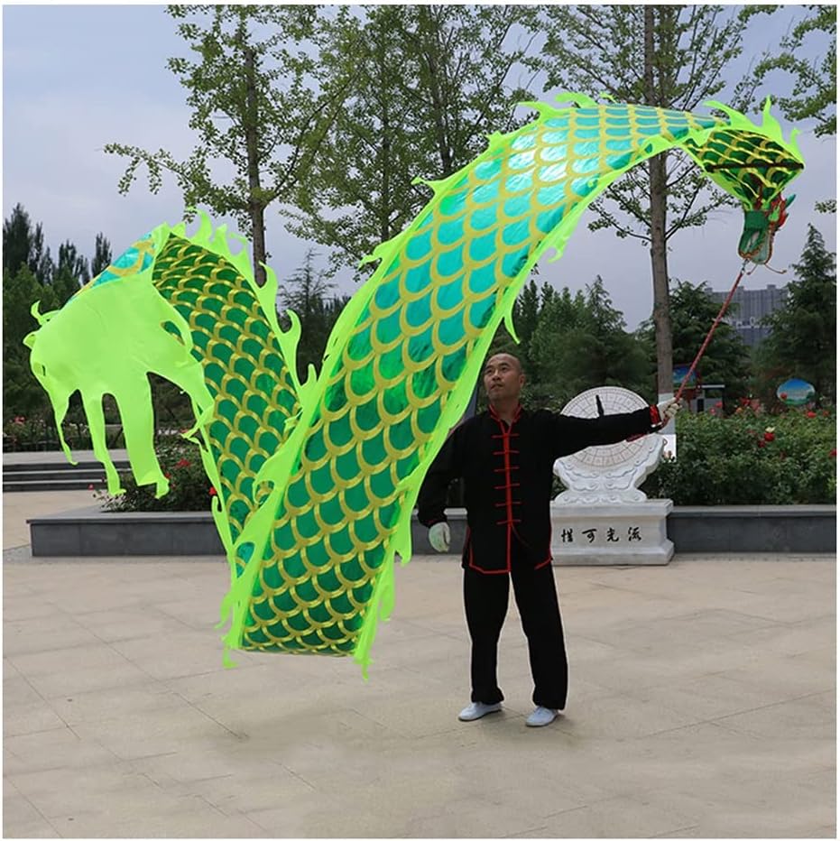 Outdoor Fitness Dragon Dance Streamers, Adult/Teen/Kids Sports Gymnastics Dance Ribbons, Chinese Dragon Dance Ribbon (Color : Green, Size : 8m/26ft) (Red 8m/26ft)