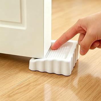 Two-Way Door Stoppers, Doorstop Wedge, Small Size Cube Rubber Door Stops,White 2PCS