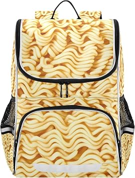 Ramen Noodles School Backpack For Girls Boys Elementary Bookbag With Reflective Strips