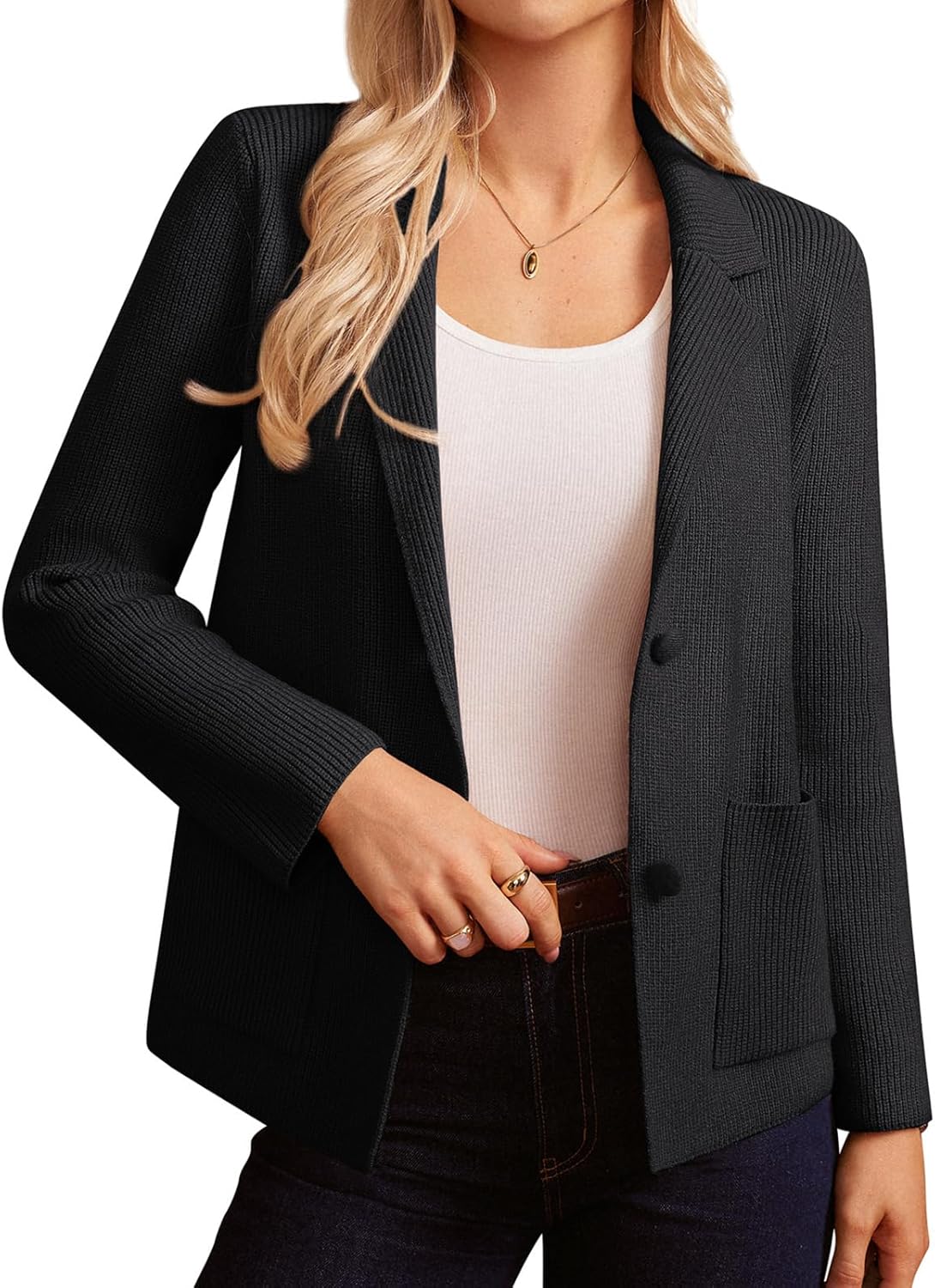 GRACE KARIN Blazer for Women Business Casual, Long Sleeve Sweater Blazers 2025, Knit Office Work Outfits