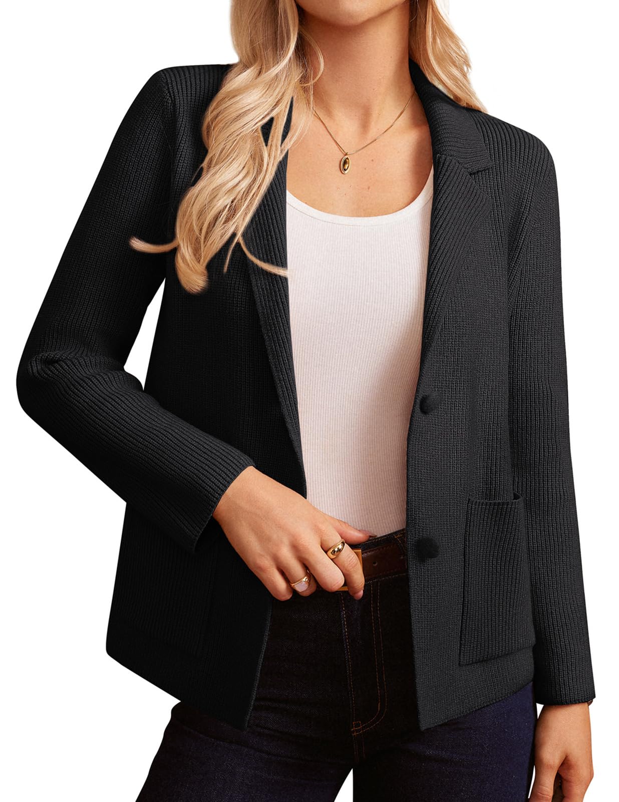GRACE KARIN Blazer for Women Business Casual Long Sleeve Sweater Blazers 2025 Knit Office Work Outfits