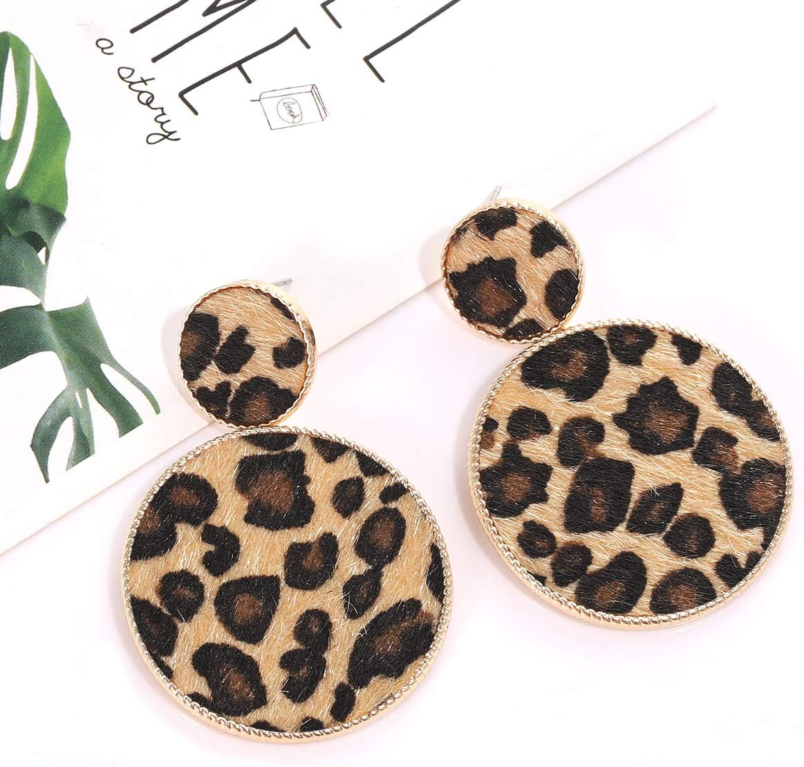 Leopard Dangle Earrings for Women Statement Snakeskin Square Drop Earrings Disc Earring Studs Fashion Jewelry - Image 3