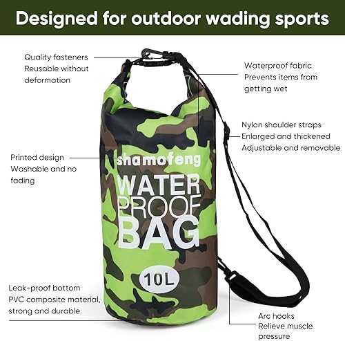 Miniatura 4 de Bolsa seca impermeable de 5L10L15L20L30L Mochila de almacenamiento en seco con funda para teléfono, botella de agua plegable, gafas de sol, banda