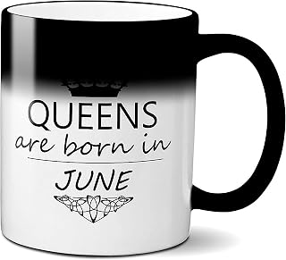 White Black Magic June Queen Coffee Mug Birthday Gift for Her June Baby 11 oz Ceramic Tea Cup