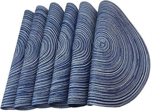 Miniatura 4 de Manteles individuales redondos para mesa de comedor (tela resistente al calor, antideslizantes, 14 pulgadas de diámetro)