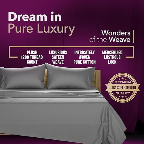 Miniatura 3 de Texas Linen Co. Juego de sábanas de 100% algodón egipcio, tamaño King - sábanas de lujo de 1200 hilos de algodón egipcio, tamaño King, bolsillo