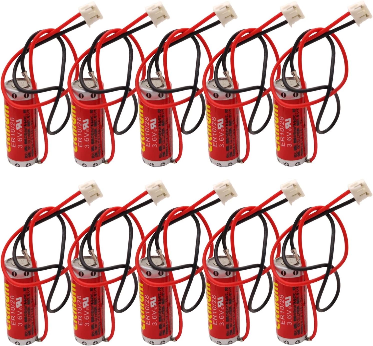 (Pack of 10) ER10/28 3.6V PLC Battery with Plug for FX2NC-32BL PLC Battery ER10/28 ER10280 Battery