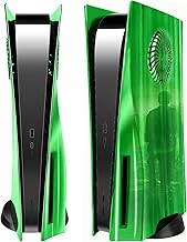 SIKEMAY PS5 Cover Plates Electroplated, PS5 Accessories Faceplates with Vented Design for Disc Edition, PlayStation5 Cover Skin, Custom Shell Plates for PS5 Console, Anti-Scratch, Dustproof - Green