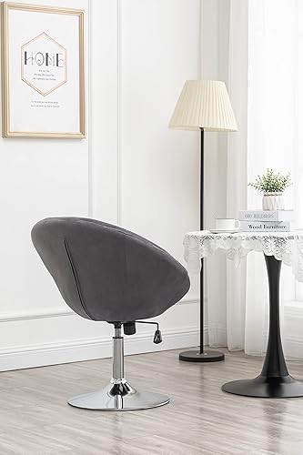 Miniatura 5 de Roundhill Furniture Noas - Silla giratoria tapizada de terciopelo con respaldo copetudo, color gris